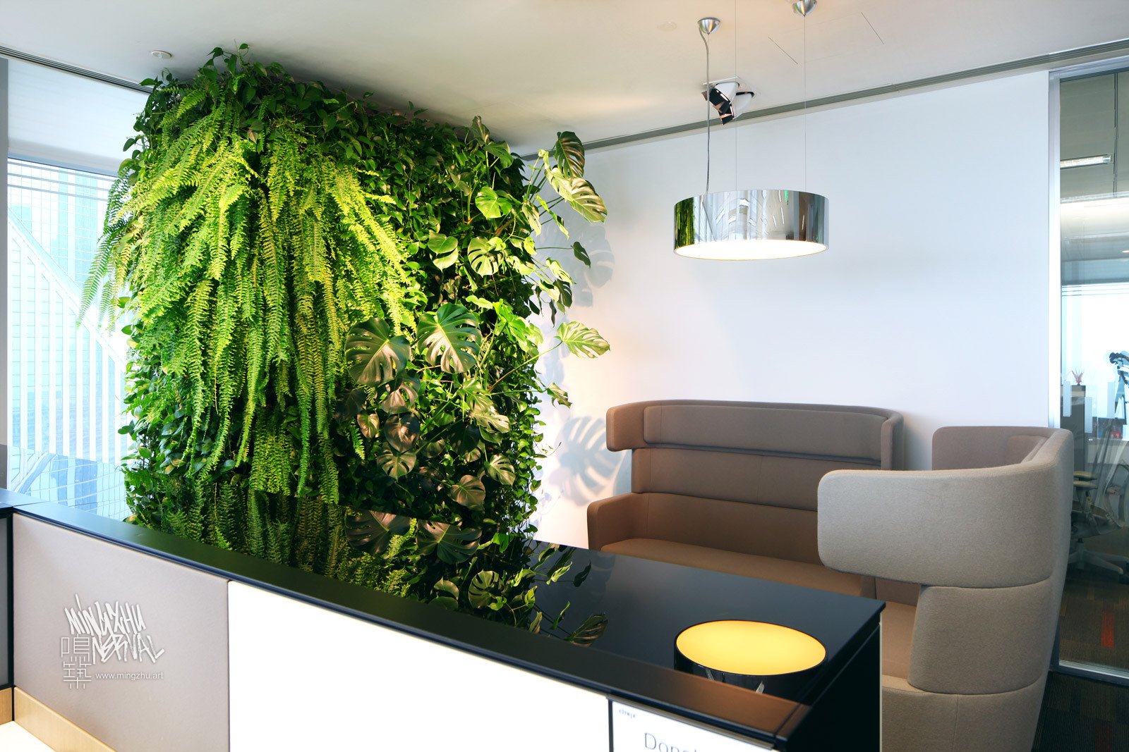 Mingzhu Nerval vertical living wall experts created a healthy nature workspace at Citrix Systems in Shanghai, 2011