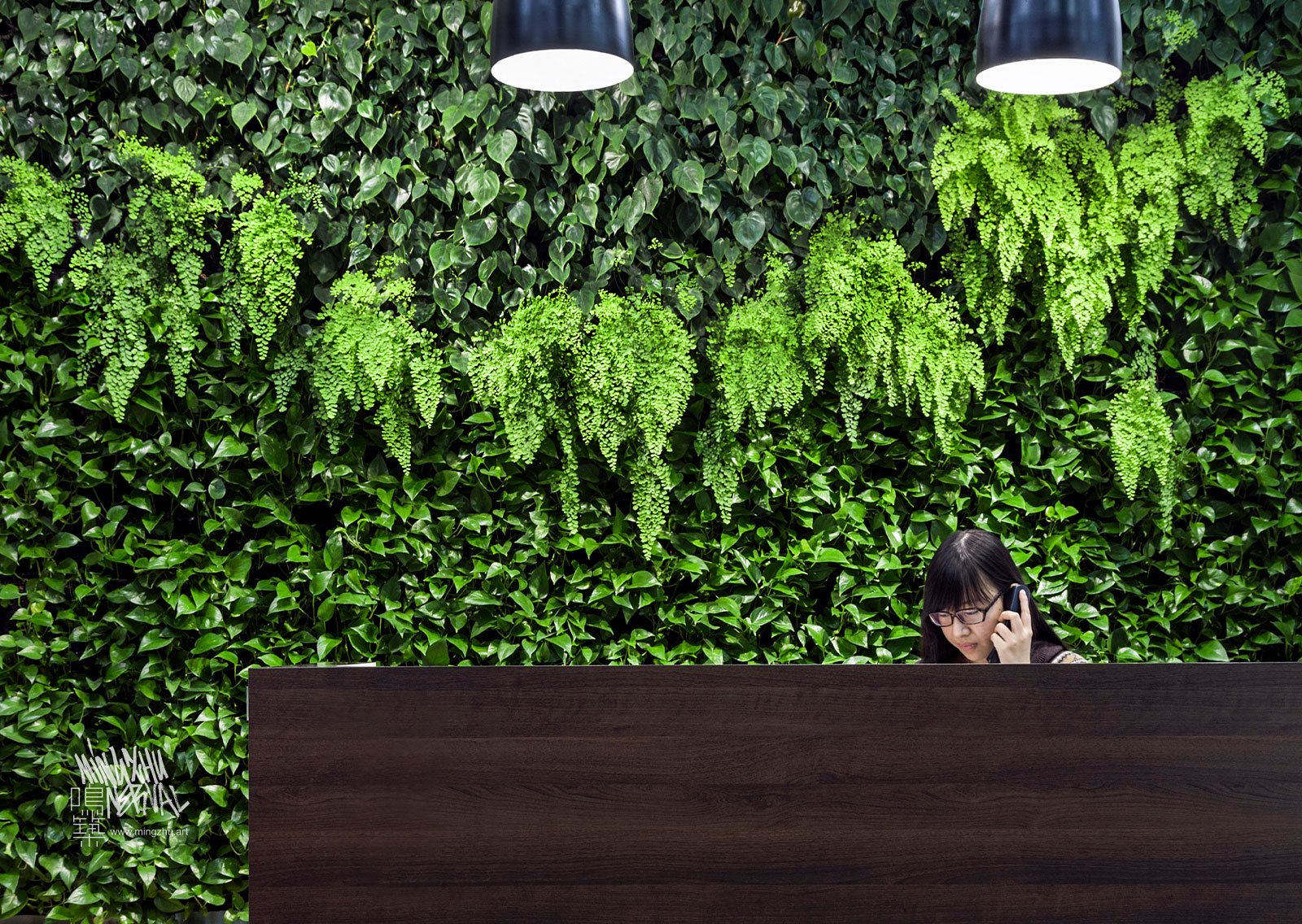 Mingzhu Nerval vertical living wall experts created a healthy nature workspace at SCA in Shanghai, 2011