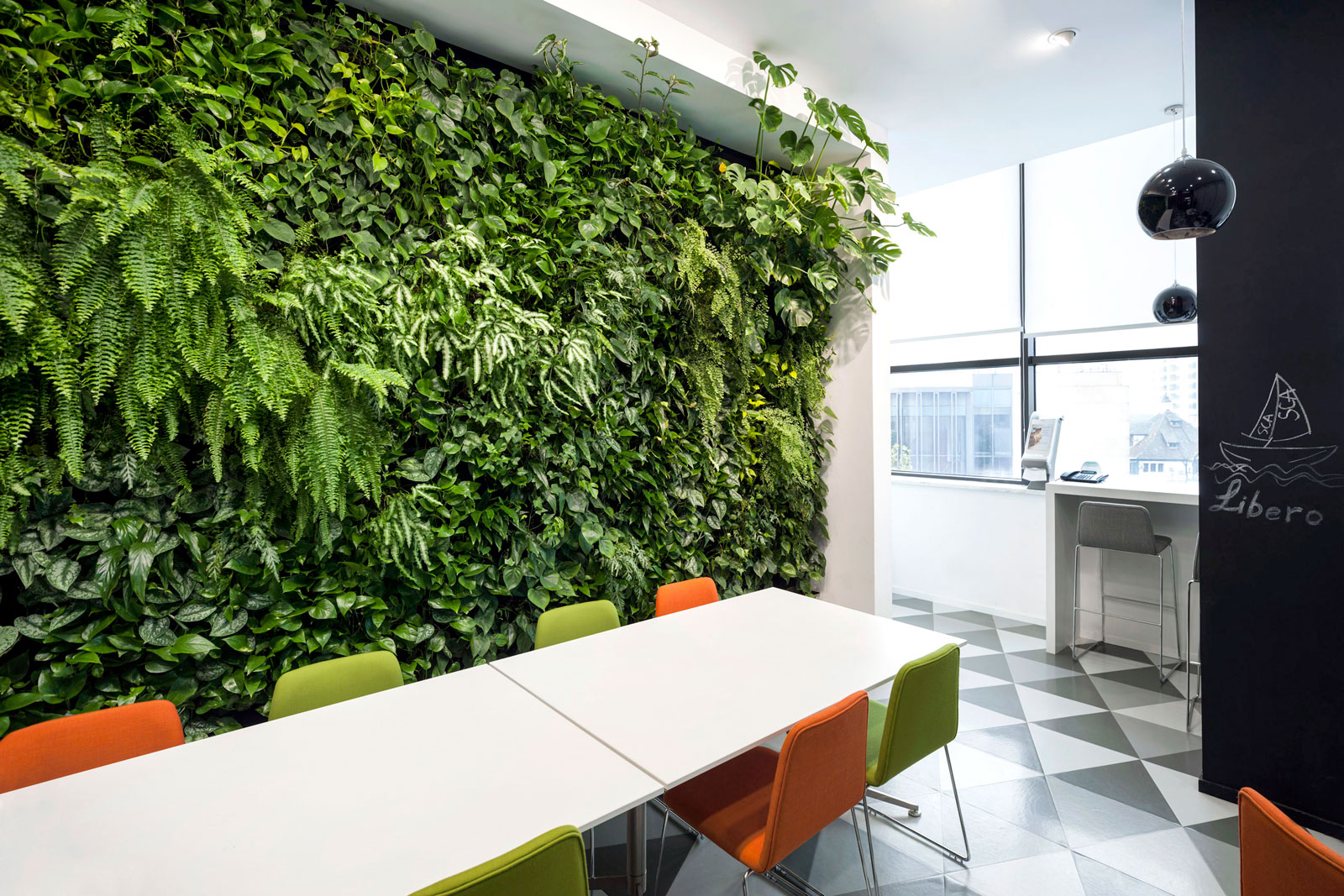 Mingzhu Nerval vertical living wall experts created a healthy nature workspace at SCA in Shanghai, 2013