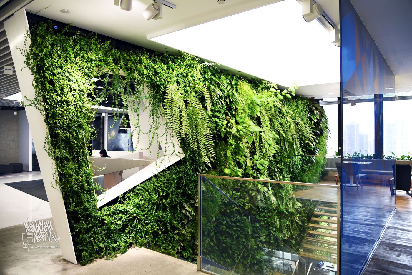 Vertical garden by Mingzhu Nerval at Dentsu Aegis in Shanghai, 2016
