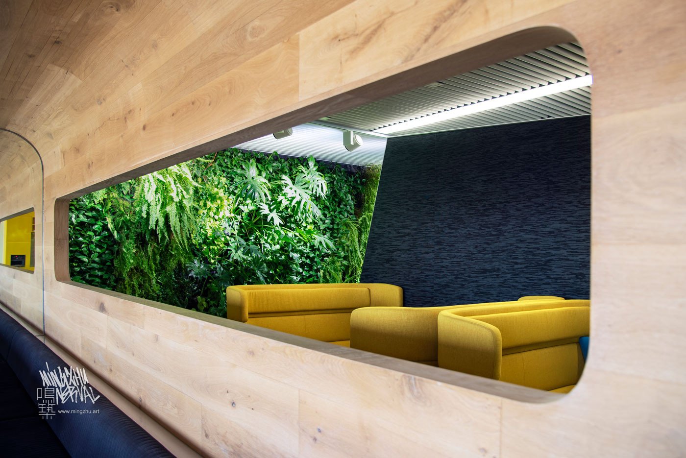 Mingzhu Nerval vertical living wall experts - green wall nature garden at Dentsu Aegis in Shanghai, 2016