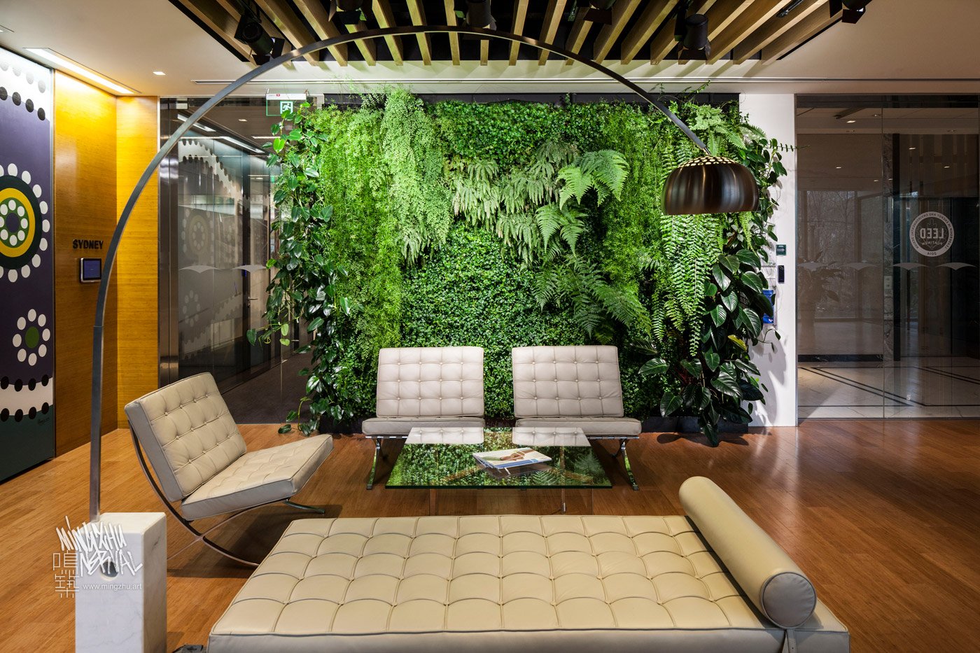 Mingzhu Nerval vertical living wall experts created a healthy nature workspace at Lendlease in Shanghai, 2014