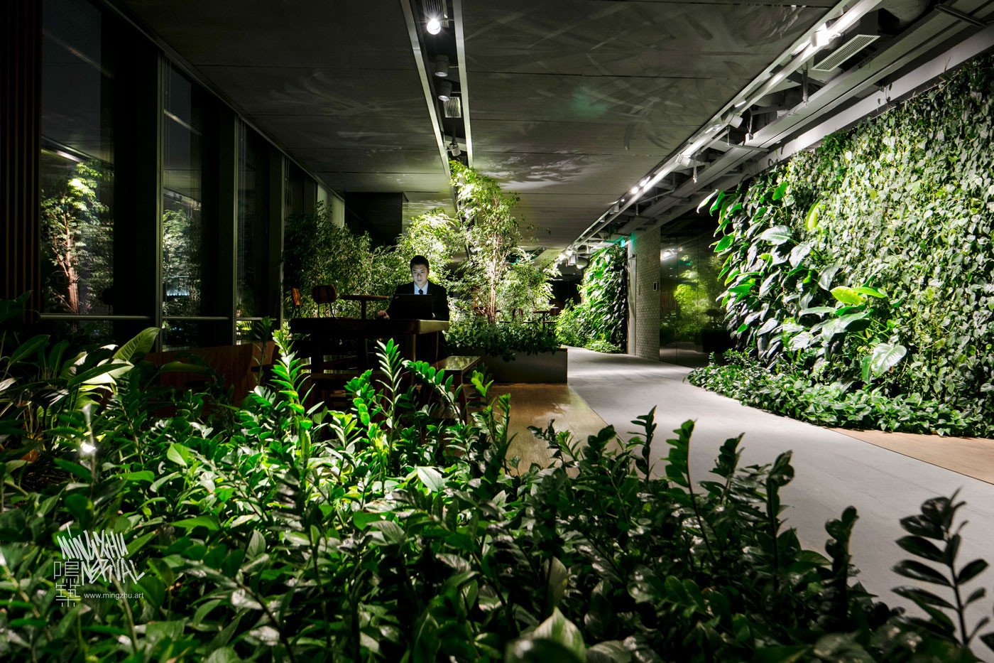 Mingzhu Nerval vertical living wall experts created the best garden design art for the Hines offices in Shanghai, 2016