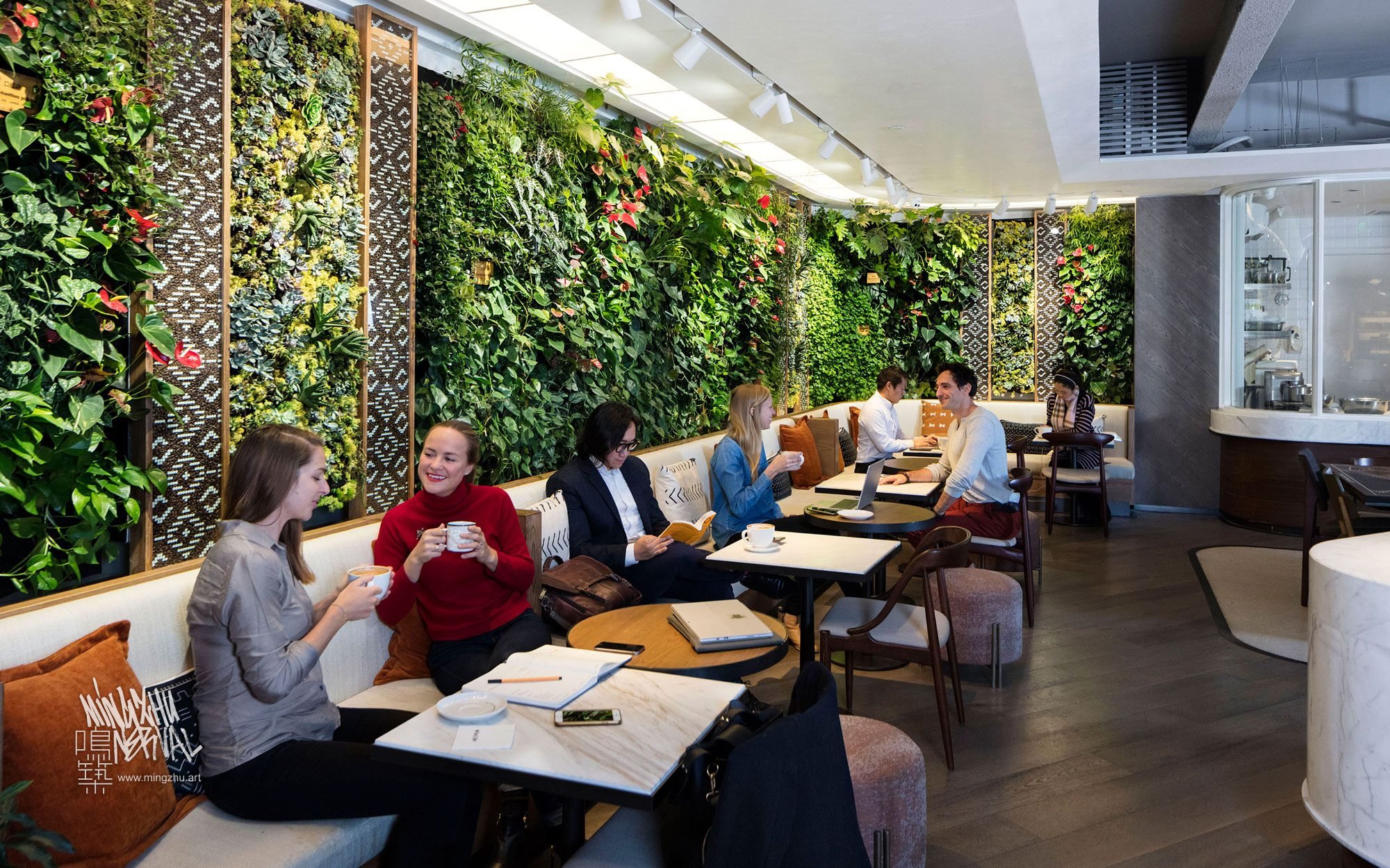 Vertical garden by Mingzhu Nerval at Peet's Coffee in Shanghai, 2017