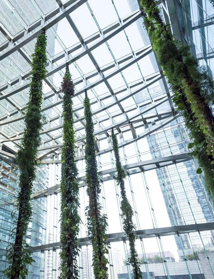 Mingzhu Nerval vertical living wall experts created the best garden design art at the SCC Tower in Shenzhen, 2016