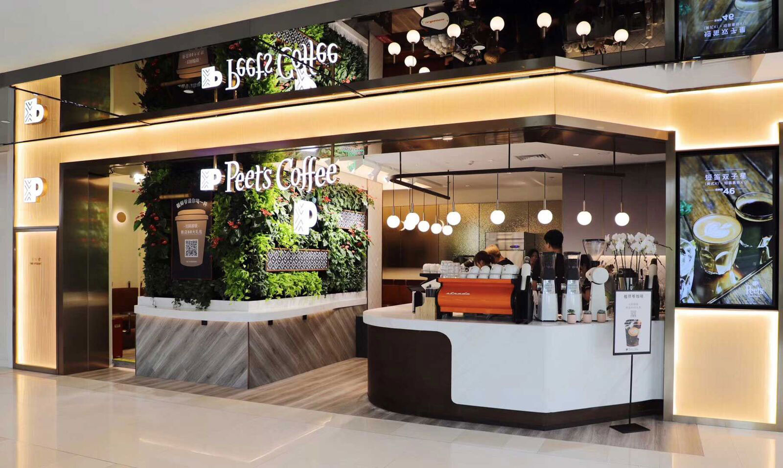 Vertical garden by Mingzhu Nerval at Peet's Coffee in Shanghai, 2019