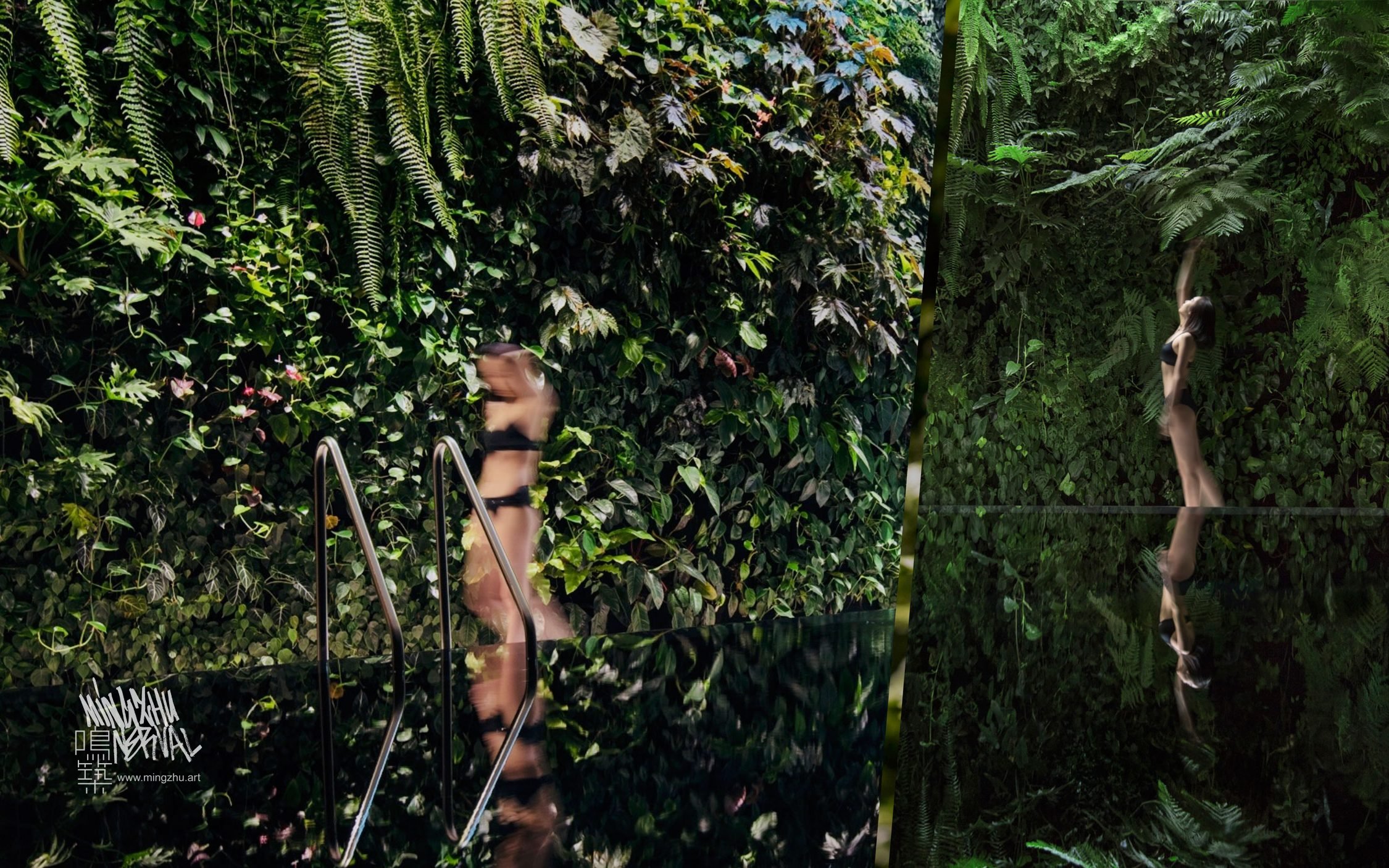 Mingzhu Nerval vertical living wall experts, indoor vertical garden design for this luxury home villa in Beijing, nature & forest bathing in the city, 2017