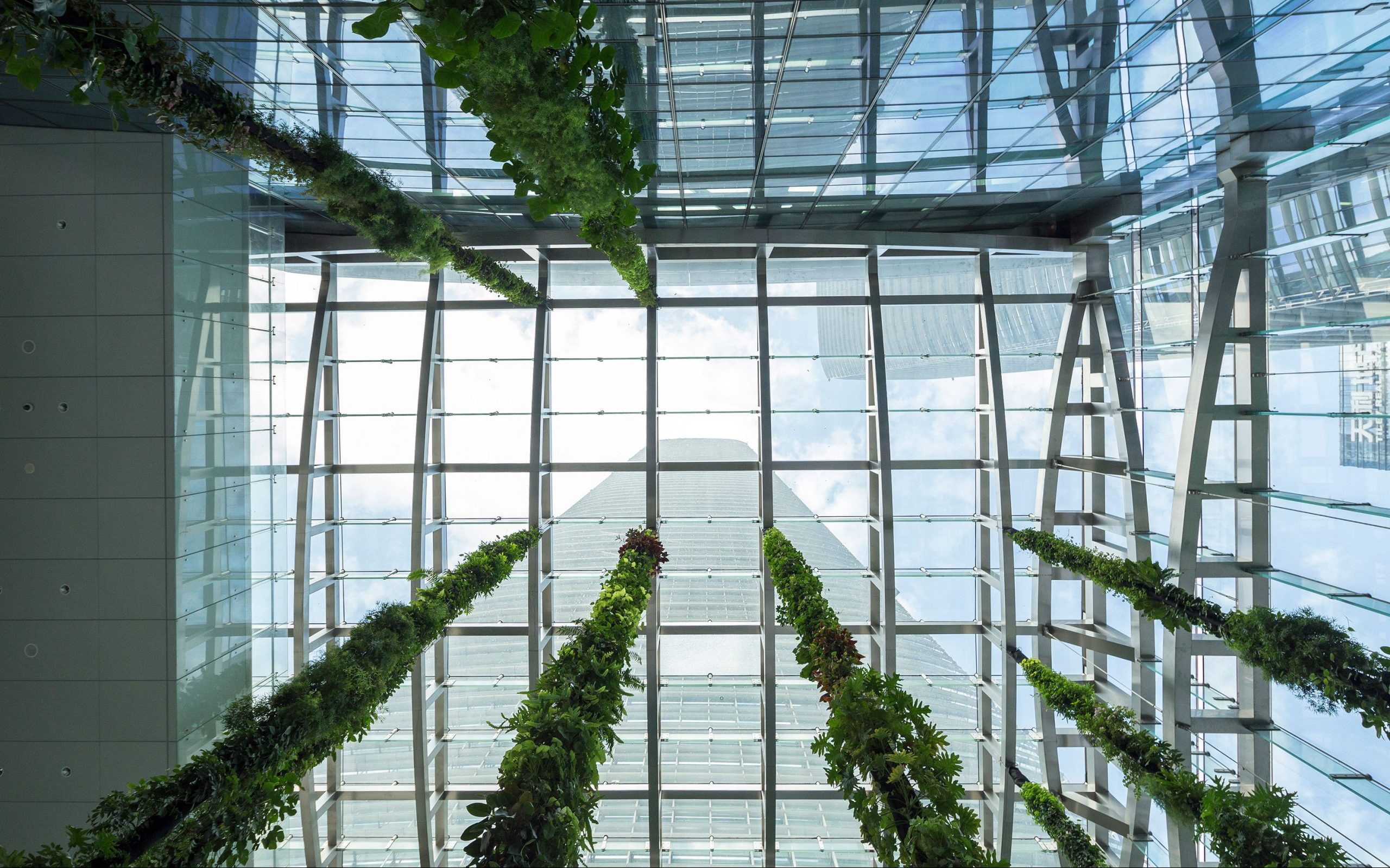 Vertical garden by Mingzhu Nerval at the SCC Tower in Shenzhen, 2016