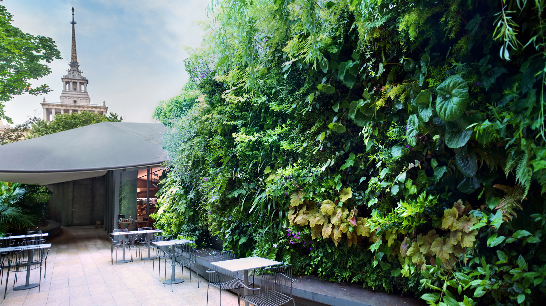 Mingzhu Nerval vertical living wall experts created the best garden design art for the Bloom restaurant in Shanghai, 2022