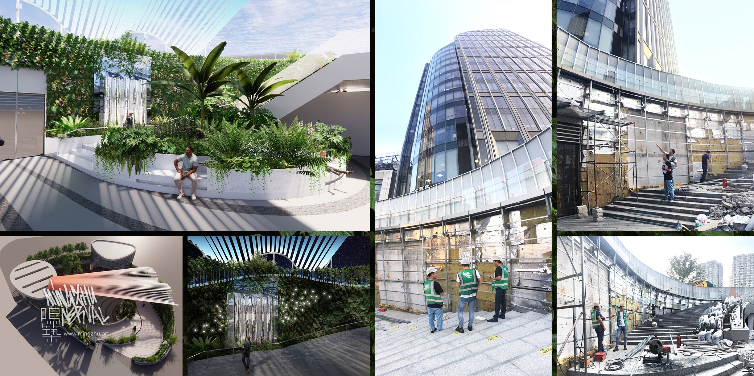 Mingzhu Nerval vertical living wall experts at Brookfield commercial plaza, Shanghai, 2021