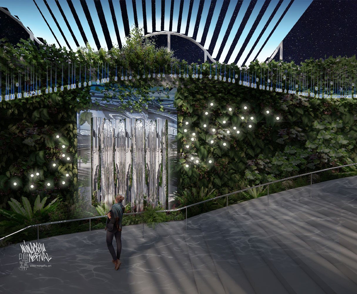 Mingzhu Nerval vertical living wall experts at Brookfield commercial plaza, Shanghai, 2021