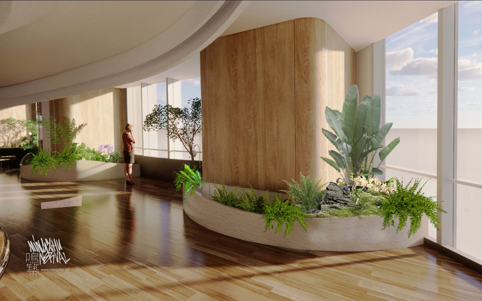 Mingzhu Nerval vertical living wall experts at Vanke showroom, Shanghai, 2021