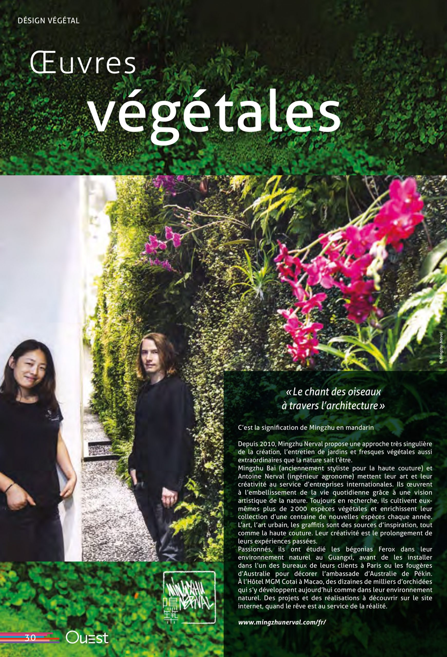 Ouest Magazine 2022 nature lifestyle with Mingzhu Nerval