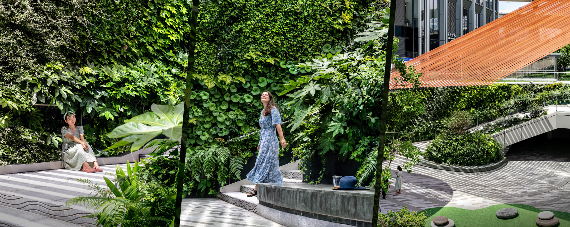 Mingzhu Nerval vertical living wall experts at Brookfield commercial plaza, Design, Shanghai, 2021