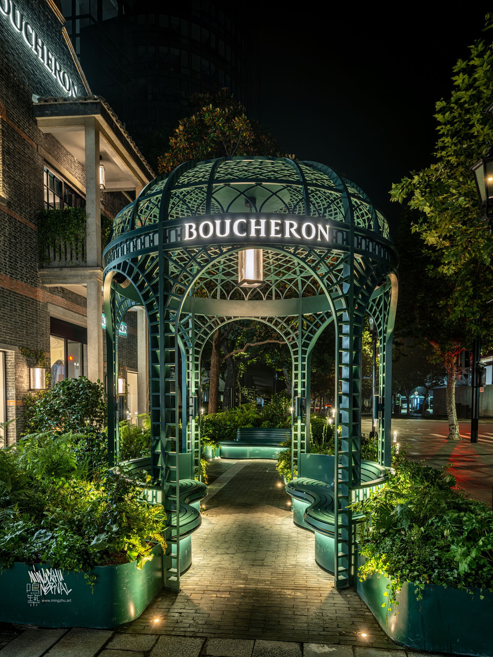 Mingzhu Nerval, boutique garden design for BOUCHERON in Shanghai Xintiandi, 2025