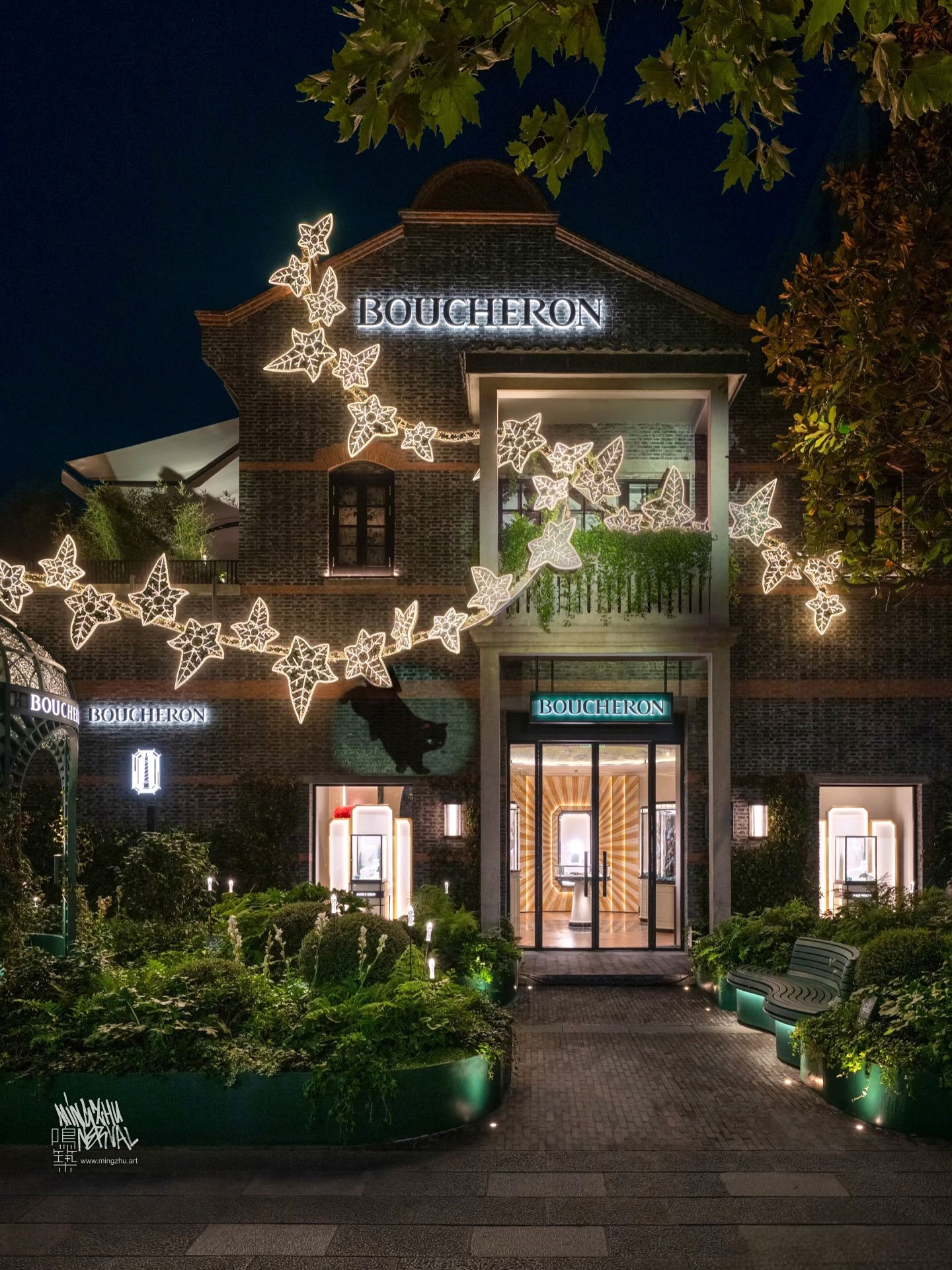Mingzhu Nerval, boutique garden design for BOUCHERON in Shanghai Xintiandi, 2025
