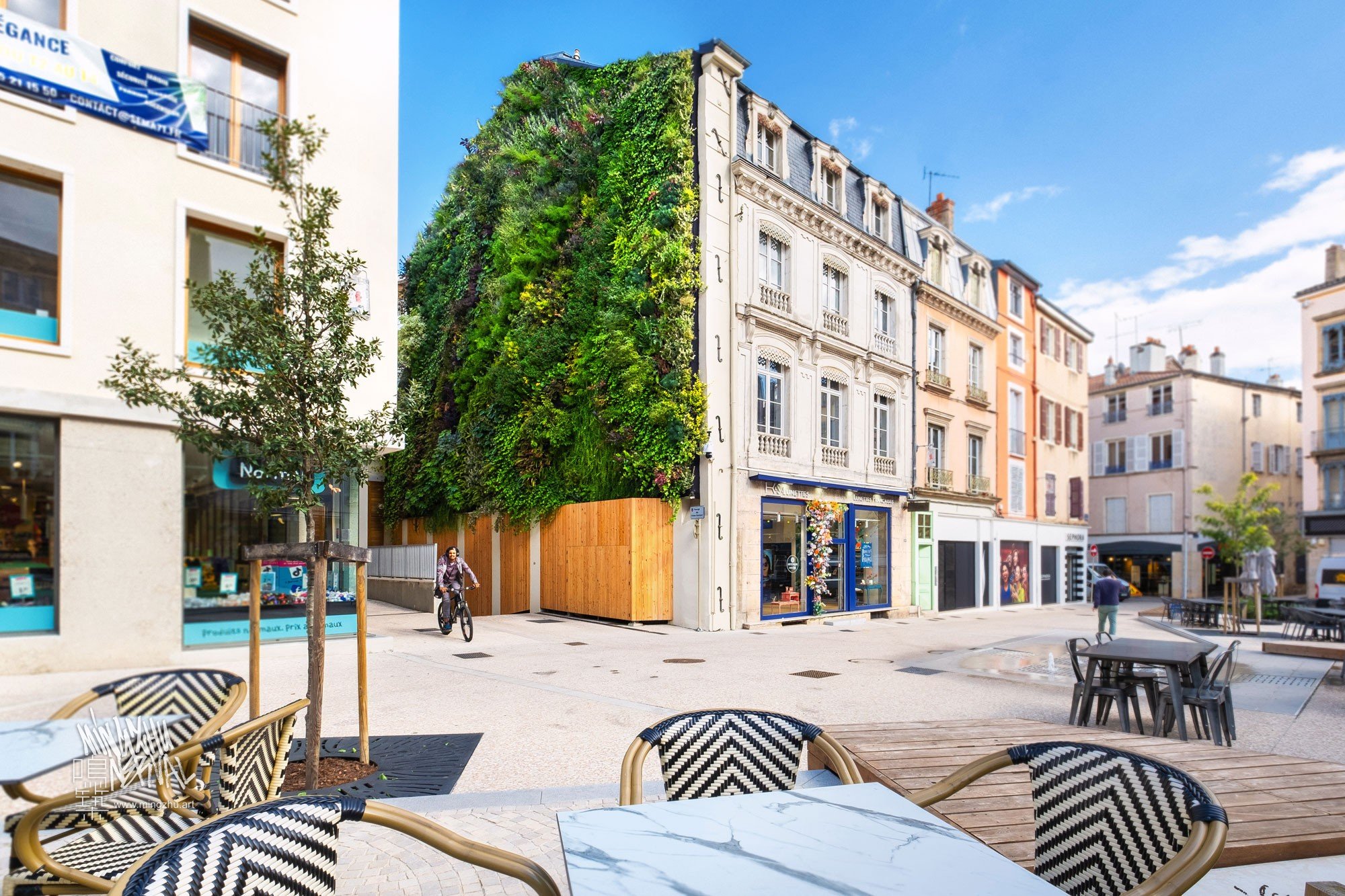 Mingzhu Nerval living wall mural in Macon, France